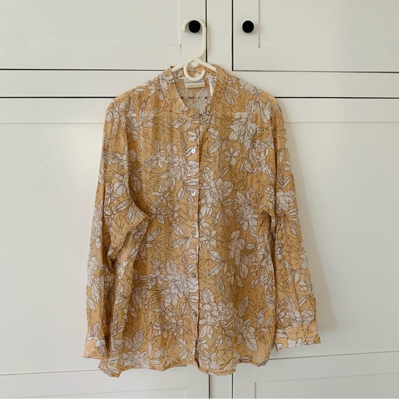 Alfred Dunner Sheer Cream White Floral Textured Button Down Shirt Size 16W - Picture 1 of 8